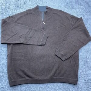 Tommy Bahama 1/4 Zip Sweater Mens 2XL Brown Mock Neck Heavy Pullover Long Sleeve